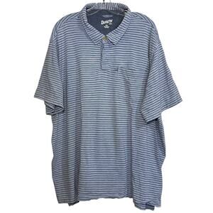 Duluth Trading Co Polo Shirt 3XL Blue Striped Relaxed Fit Cotton